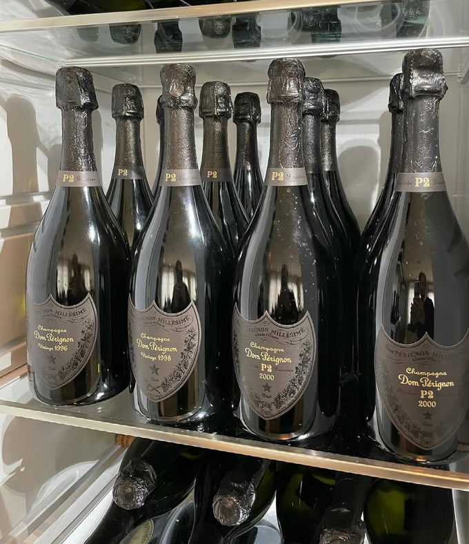 Dom Pérignon Champagne bottle, labels and packaging for vintage and batch review