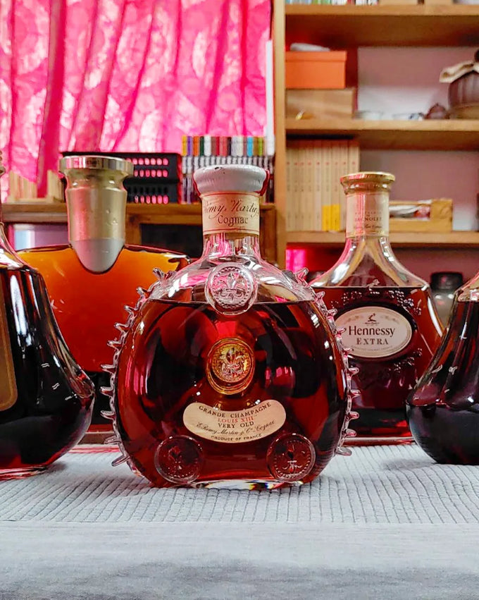White-Top Louis XIII Cognac bottle, labels and packaging for vintage and batch review