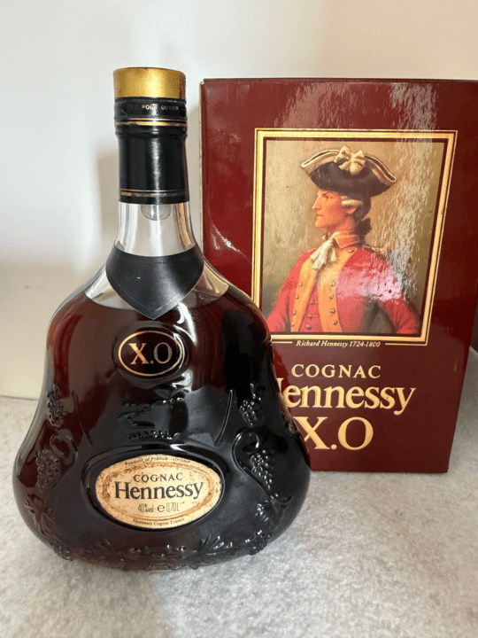 Hennessy XO bottle, labels and packaging for edition comparison