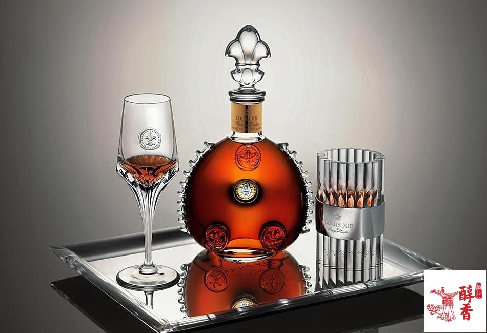 Louis XIII Cognac bottle, labels and packaging for bottle, edition and accessory