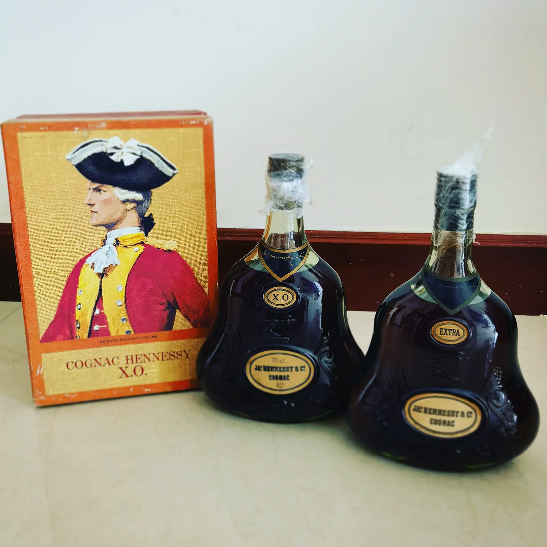 Cognac and Brandy bottle, labels and packaging for physical inspection preparation