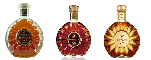 Rémy Martin XO bottles, labels and packaging prepared for edition and condition review