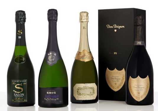 French Champagne bottles, labels and packaging prepared for edition and condition review