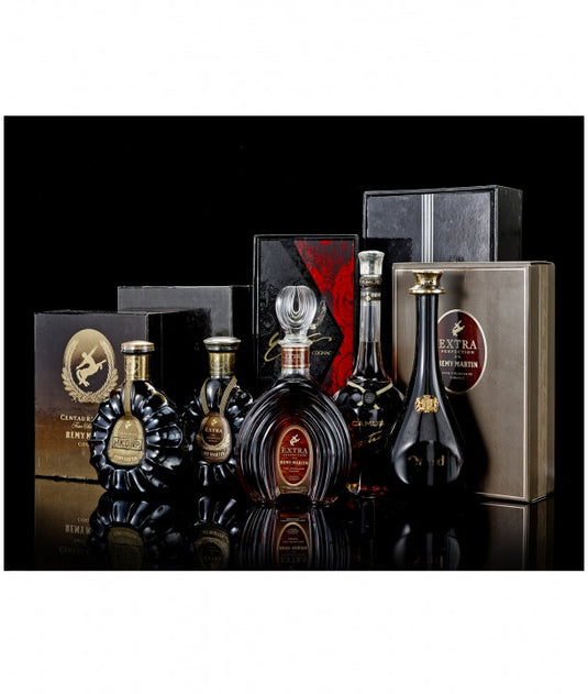 Extra Cognac bottles, labels and packaging prepared for edition and condition review